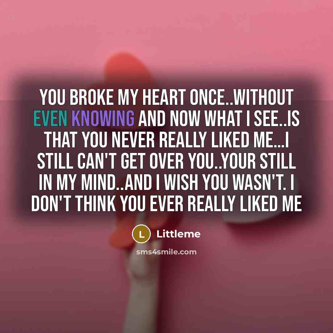 “You broke my heart once..without even knowing and now what…” quote by Littleme