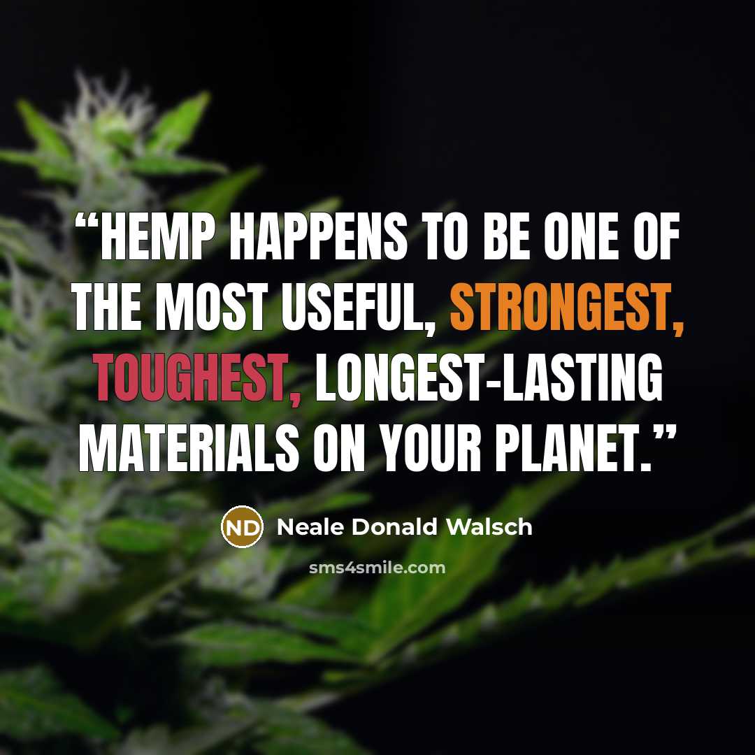 “Hemp happens to be one of the most useful, strongest, toughest, longest-lasting materials on your planet.” quote by Neale Donald Walsch