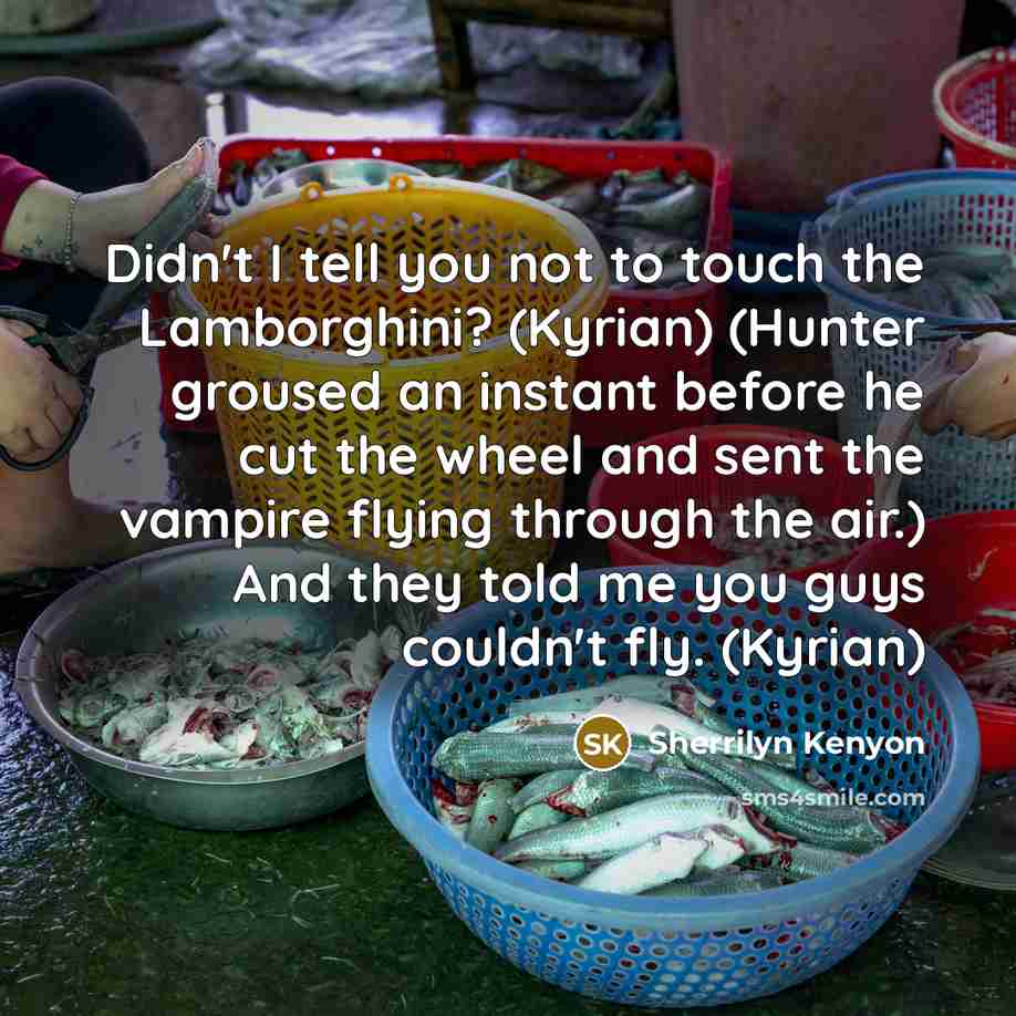 “Didn't I tell you not to touch the Lamborghini? (Kyrian)…” quote by Sherrilyn Kenyon
