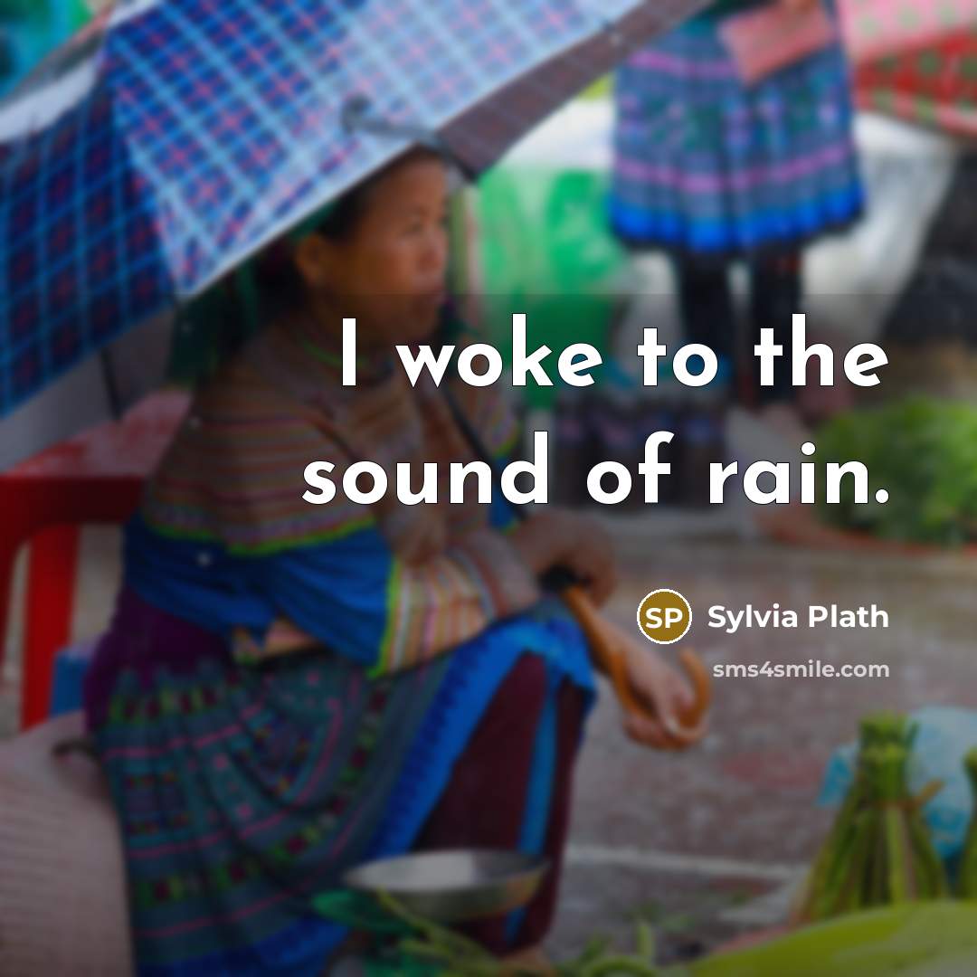 “I woke to the sound of rain.…” quote by Sylvia Plath