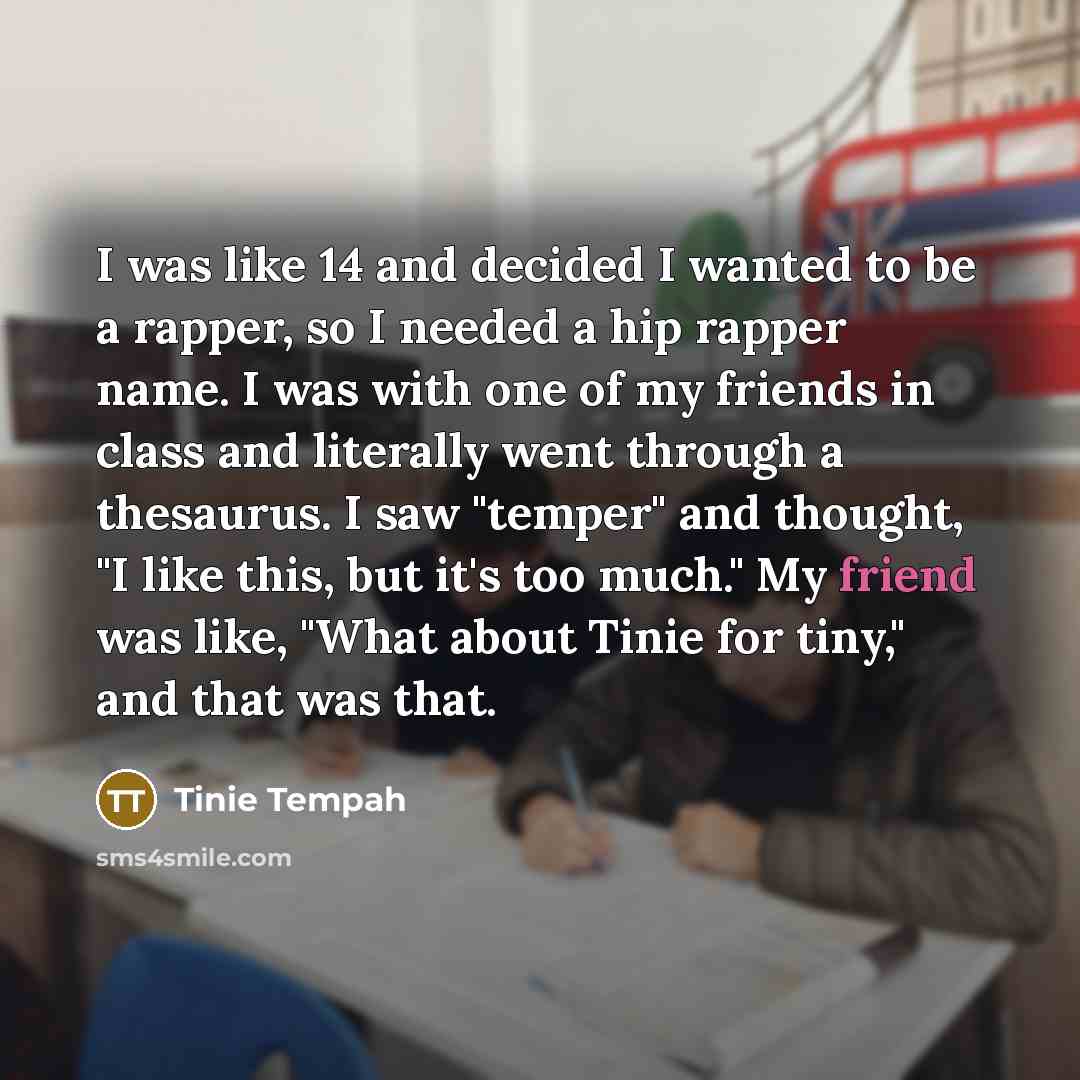 “I was like 14 and decided I wanted to be…” quote by Tinie Tempah