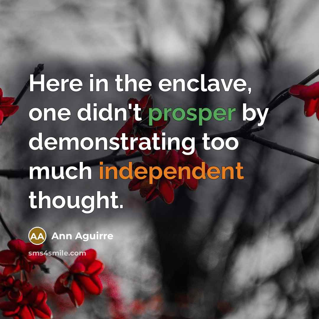 “Here in the enclave, one didn't prosper by demonstrating too much independent thought.” quote by Ann Aguirre