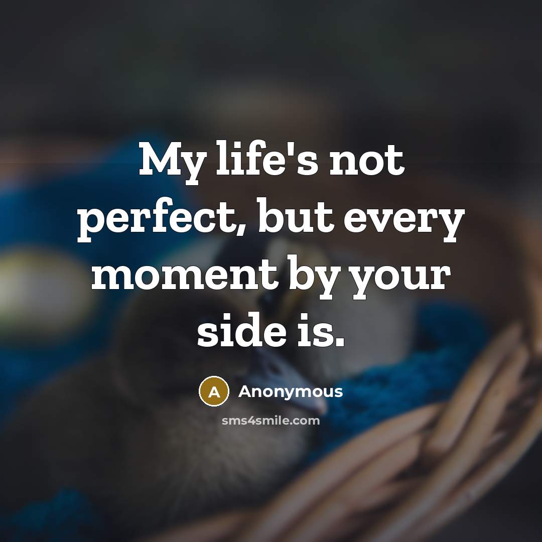 “My life's not perfect, but every moment by your side…” quote by Anonymous