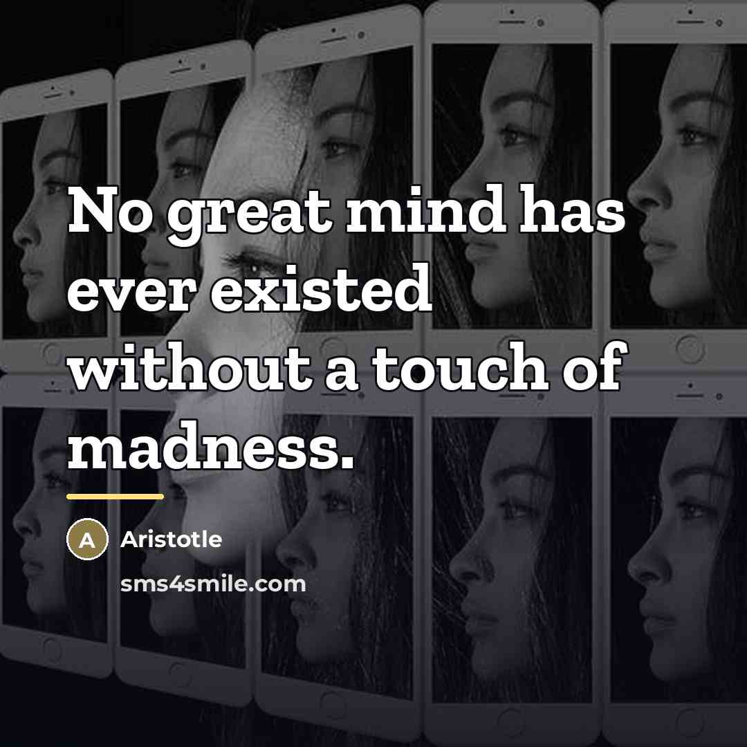 “No great mind has ever existed without a touch of…” quote by Aristotle