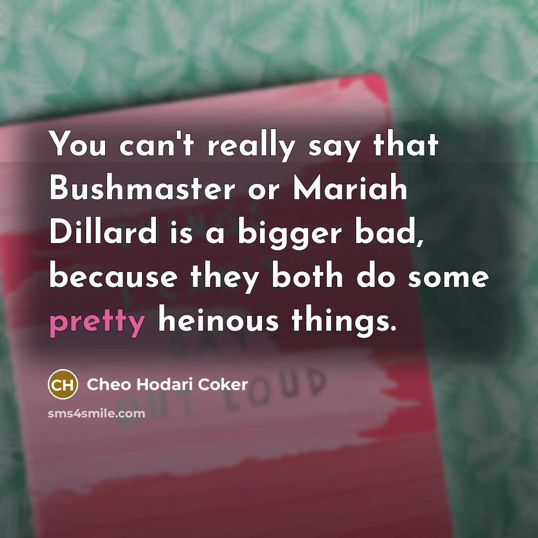 “You can't really say that Bushmaster or Mariah Dillard is…” quote by Cheo Hodari Coker