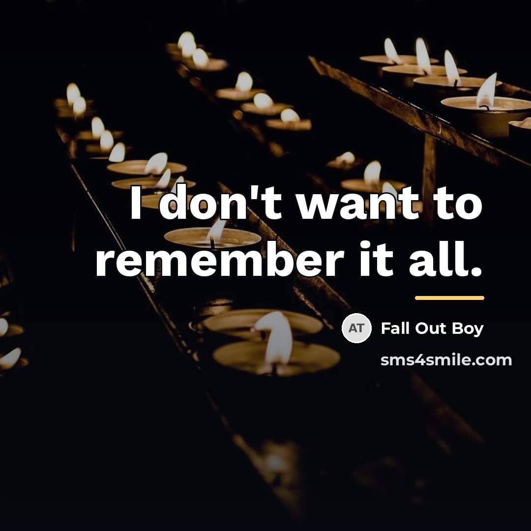 “I don't want to remember it all.…” quote by Fall Out Boy