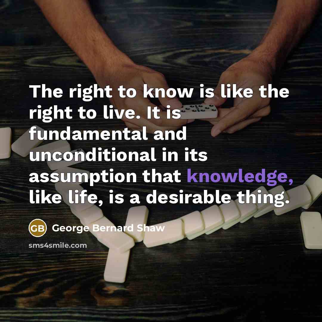 “The right to know is like the right to live.…” quote by George Bernard Shaw