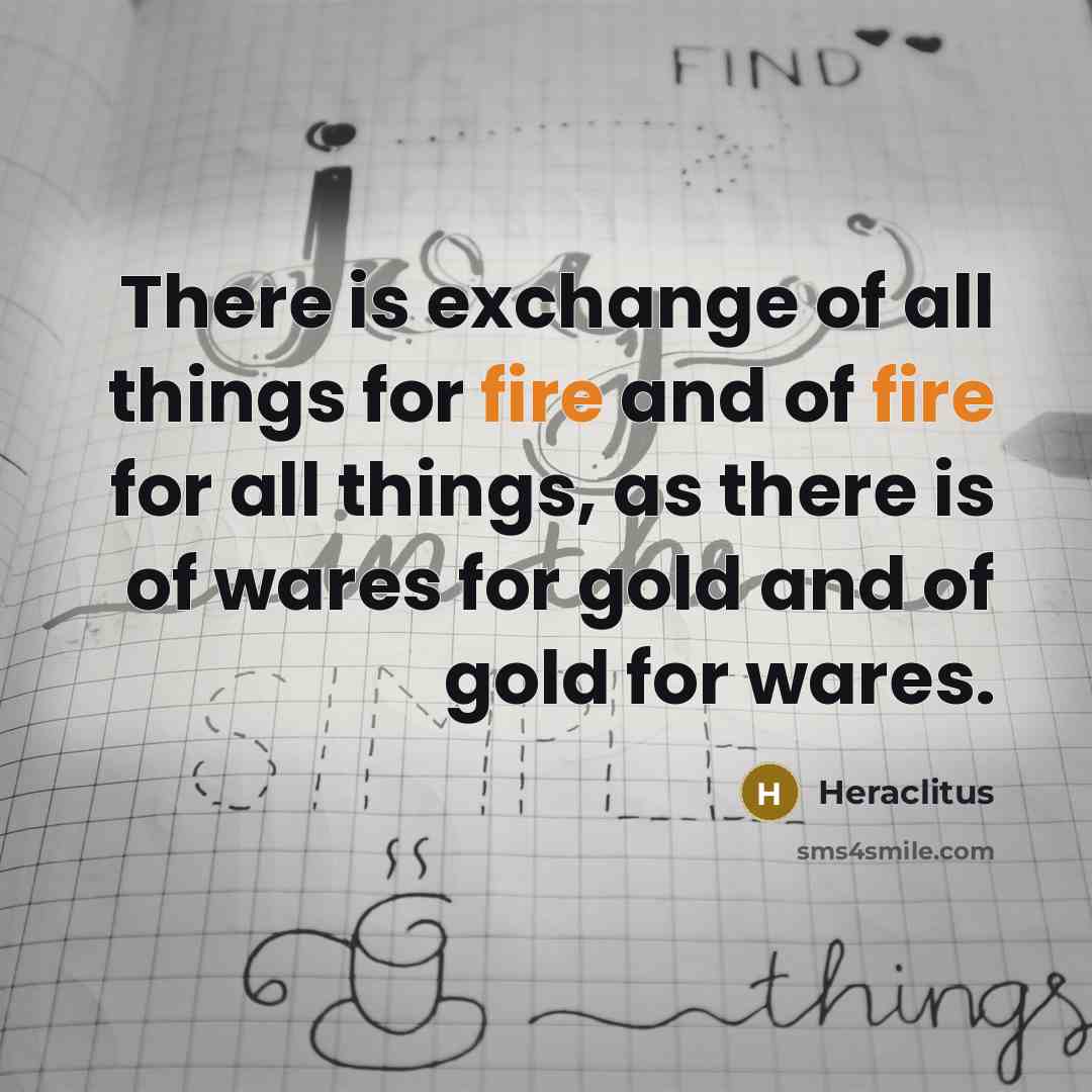 “There is exchange of all things for fire and of…” quote by Heraclitus