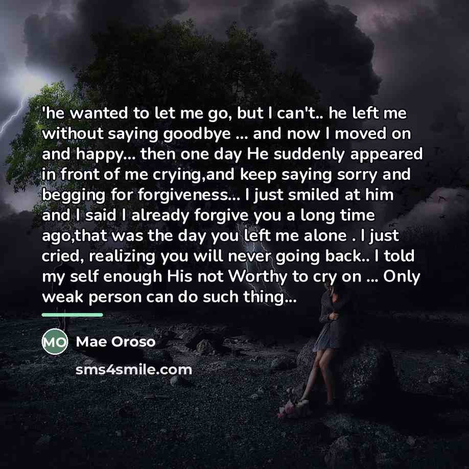 “'he wanted to let me go, but I can't.. he…” quote by Mae Oroso