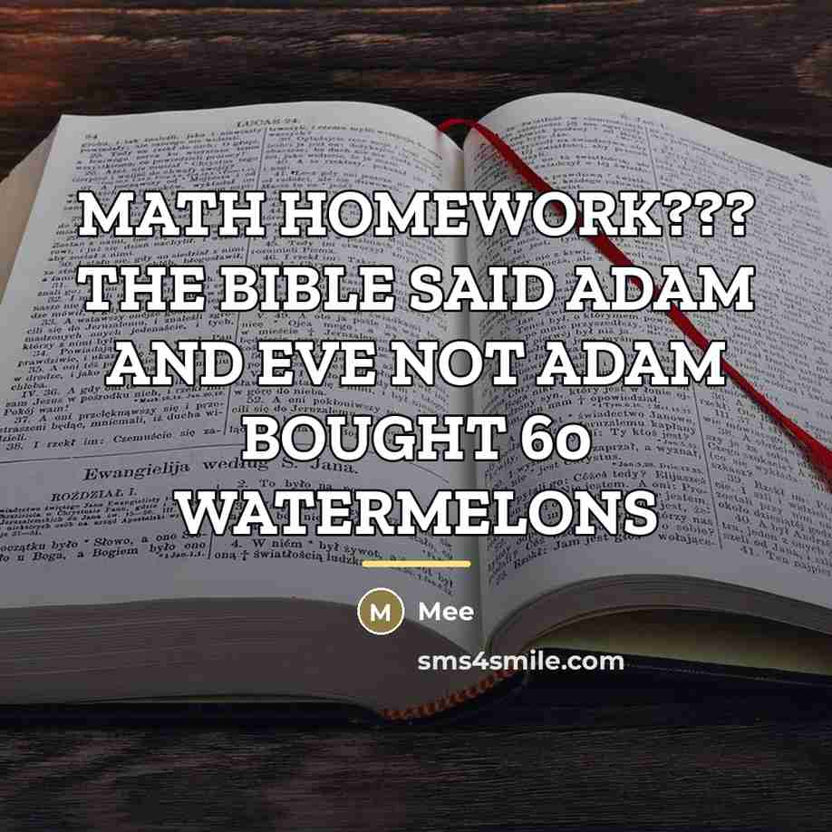 “MATH HOMEWORK??? THE BIBLE SAID ADAM AND EVE NOT ADAM…” quote by Mee