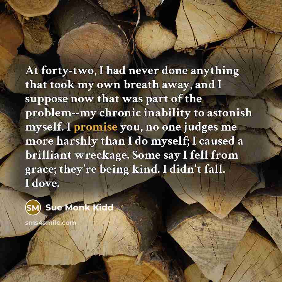 “At forty-two, I had never done anything that took my…” quote by Sue Monk Kidd