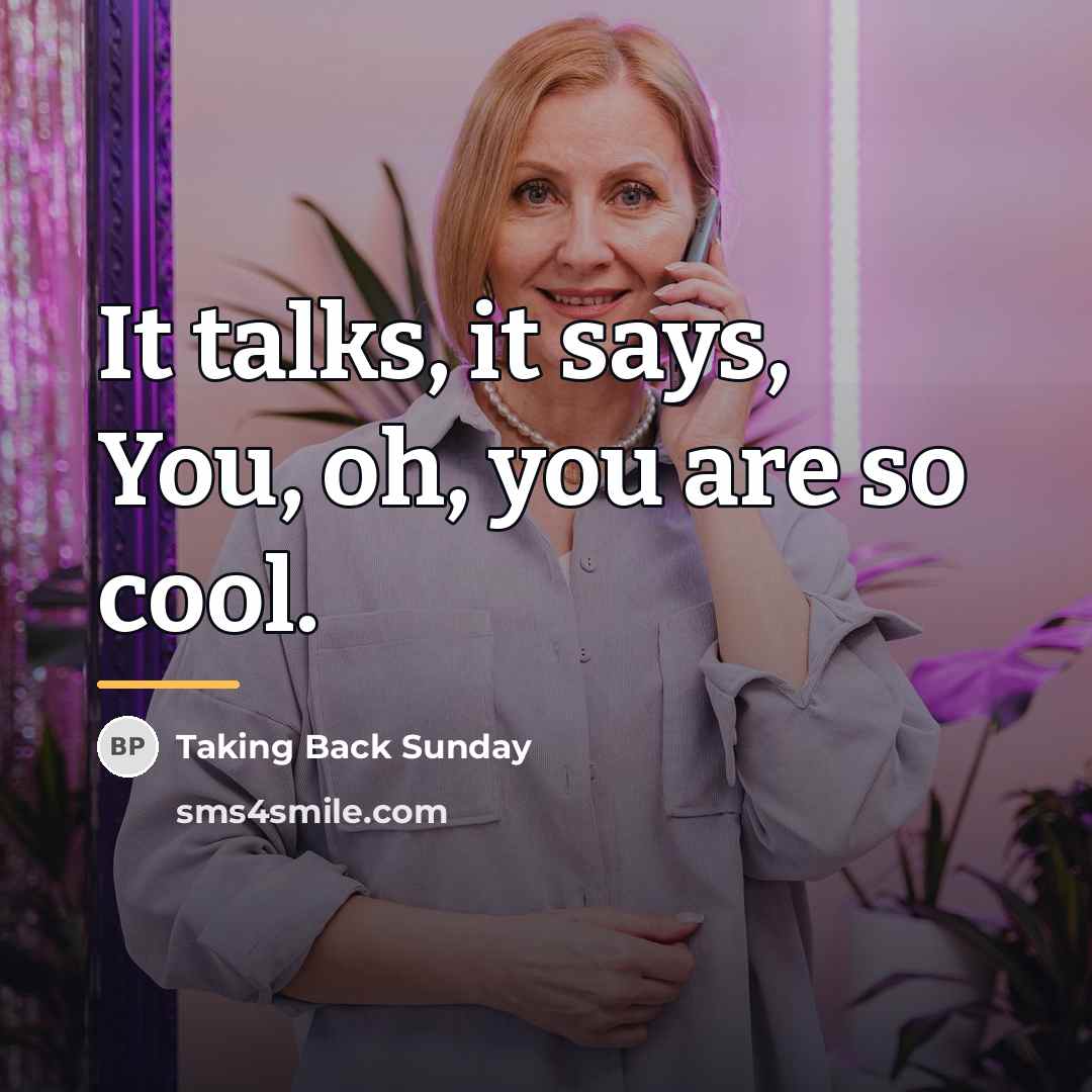 “It talks, it says, You, oh, you are so cool.…” quote by Taking Back Sunday