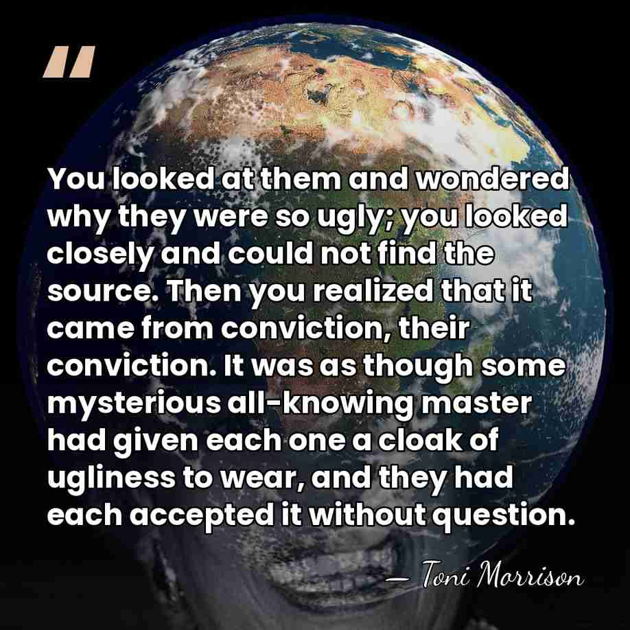 You looked at them and wondered why they were so ugly; you&hellip; - Toni Morrison