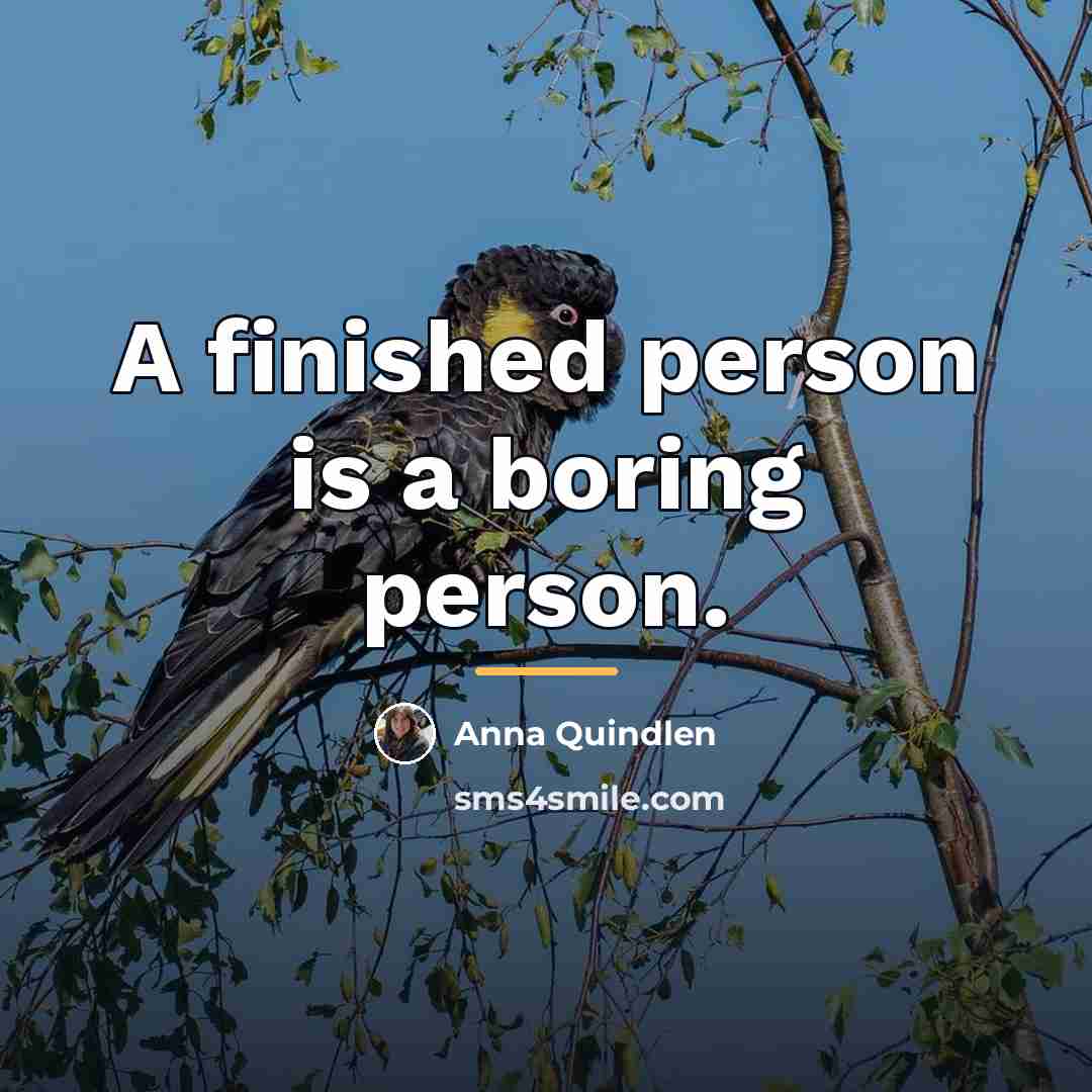 “A finished person is a boring person.…” quote by Anna Quindlen