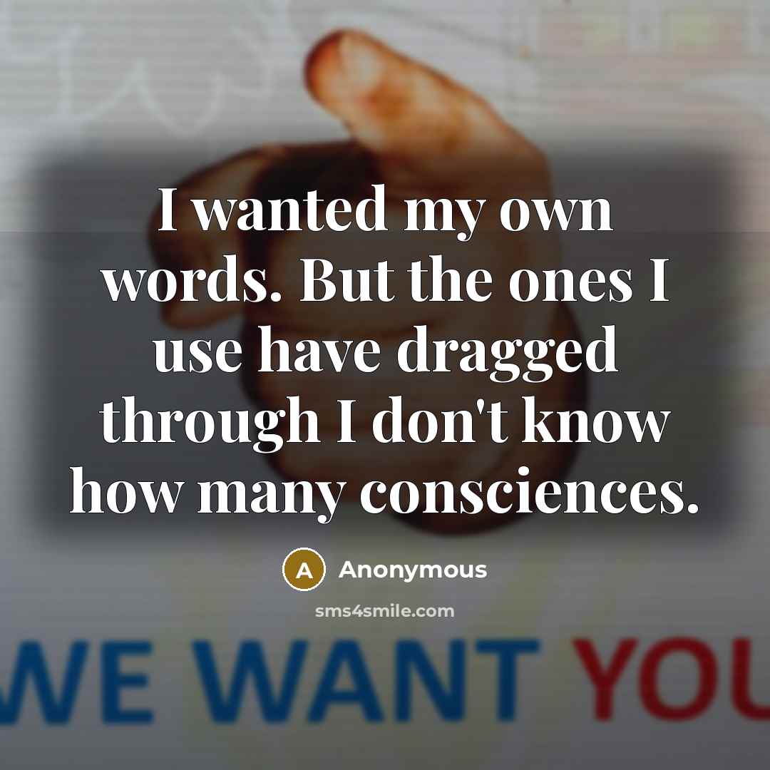 “I wanted my own words. But the ones I use…” quote by Anonymous