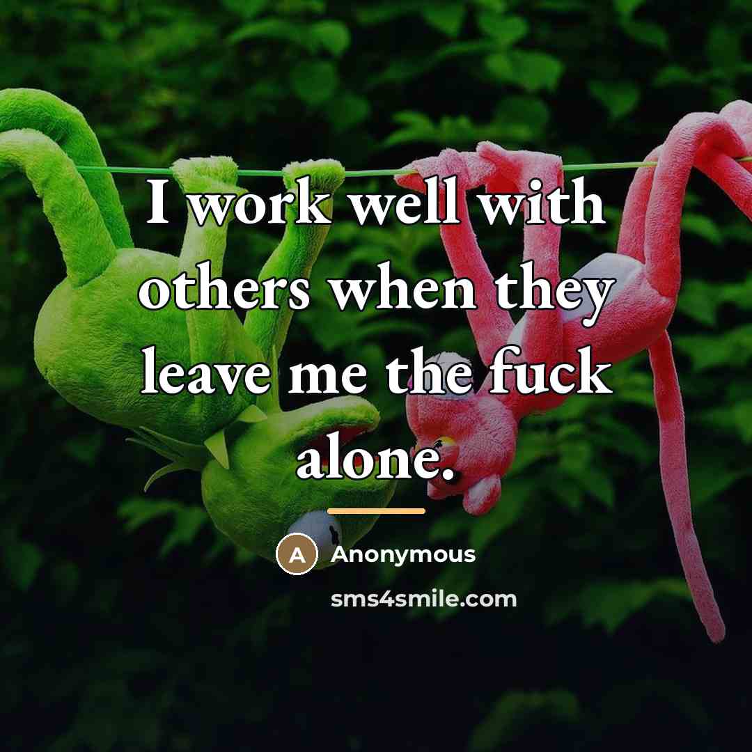 “I work well with others when they leave me the…” quote by Anonymous
