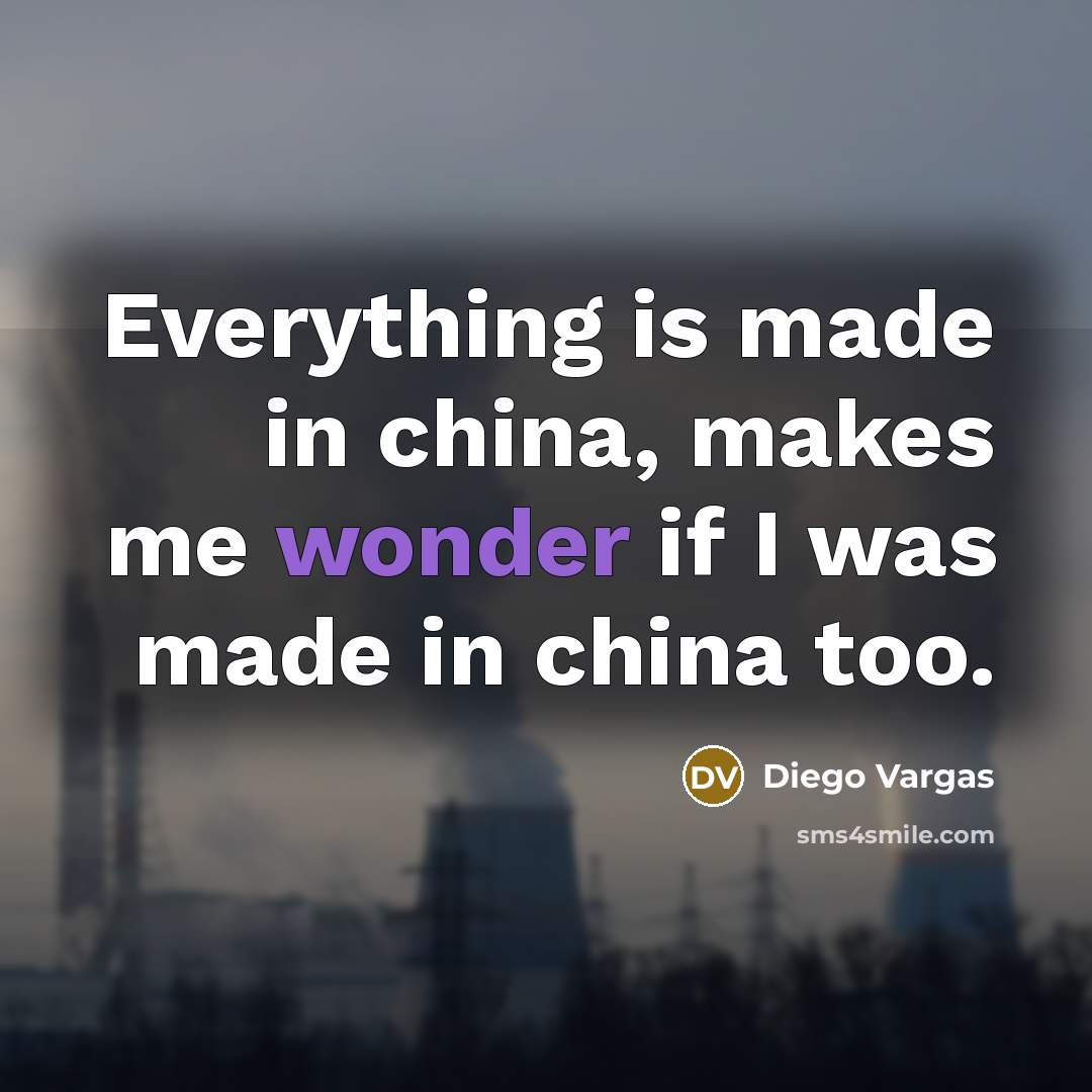 “Everything is made in china, makes me wonder if I was made in china too.” quote by Diego Vargas