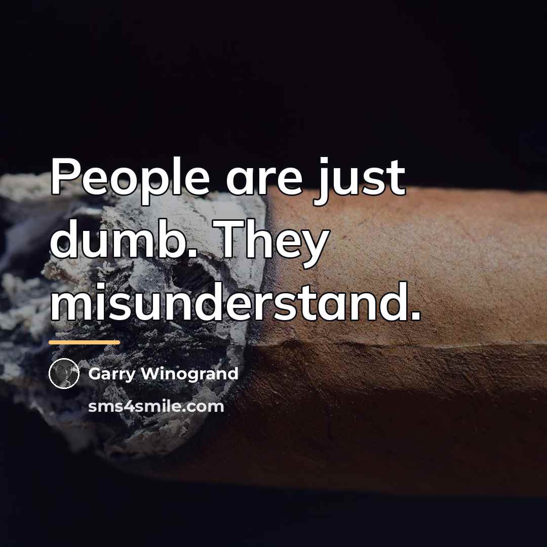 “People are just dumb. They misunderstand.…” quote by Garry Winogrand