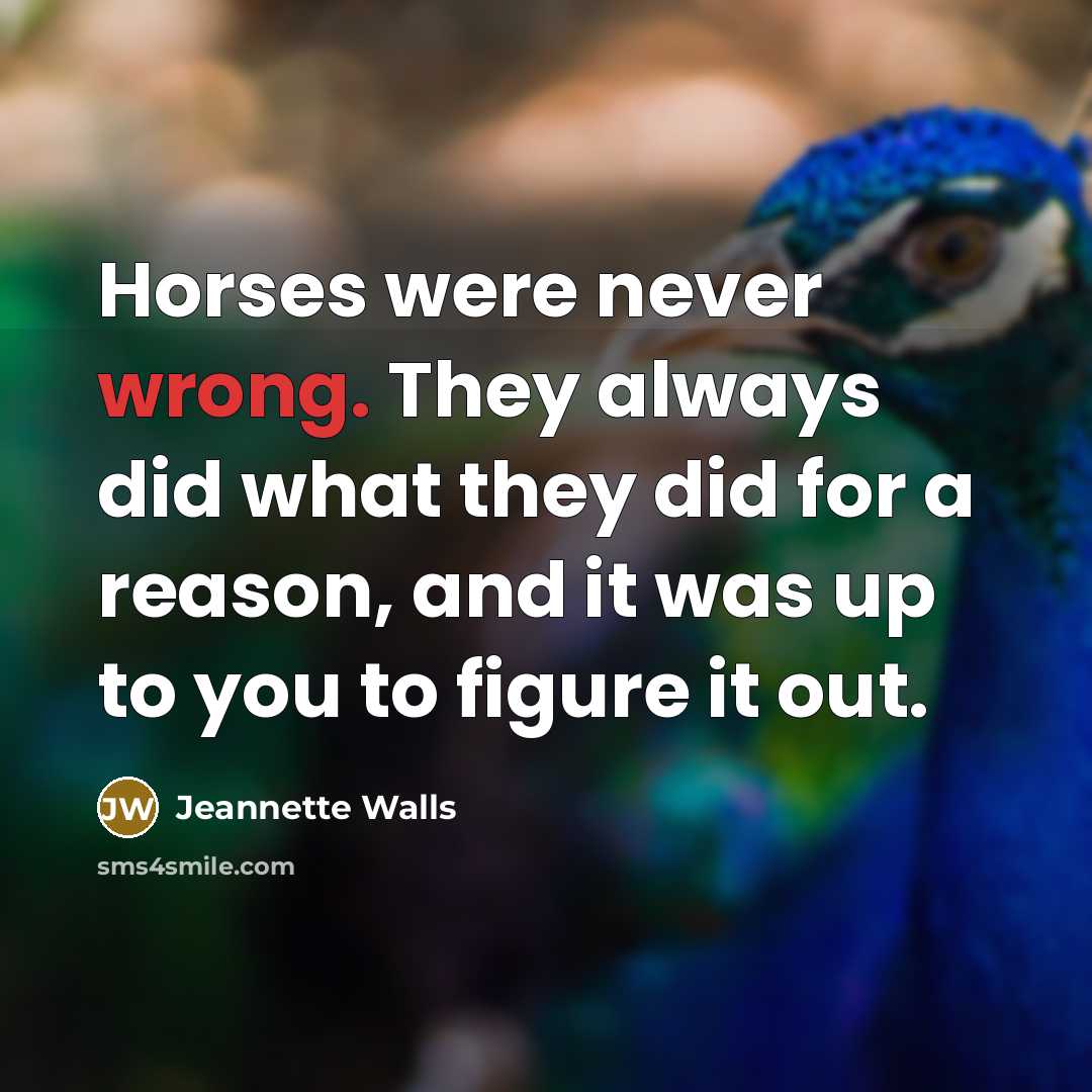 “Horses were never wrong. They always did what they did…” quote by Jeannette Walls