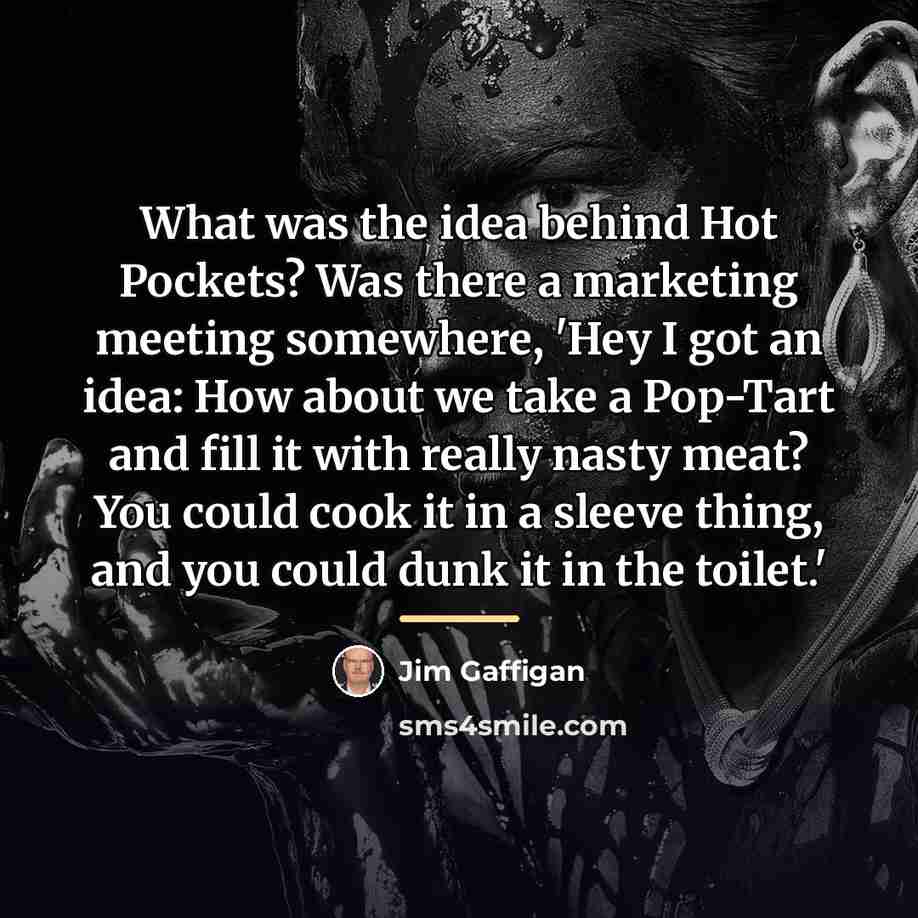 “What was the idea behind Hot Pockets? Was there a…” quote by Jim Gaffigan
