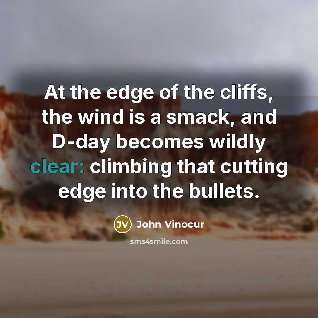 “At the edge of the cliffs, the wind is a…” quote by John Vinocur