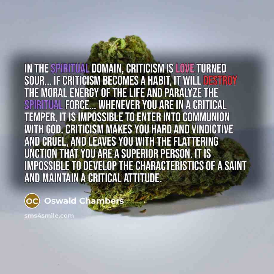 “In the spiritual domain, criticism is love turned sour... If…” quote by Oswald Chambers