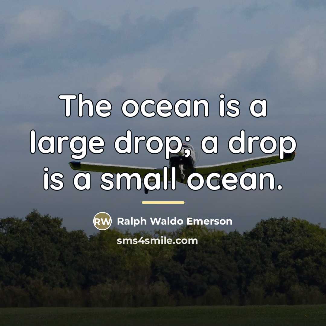 “The ocean is a large drop; a drop is a…” quote by Ralph Waldo Emerson