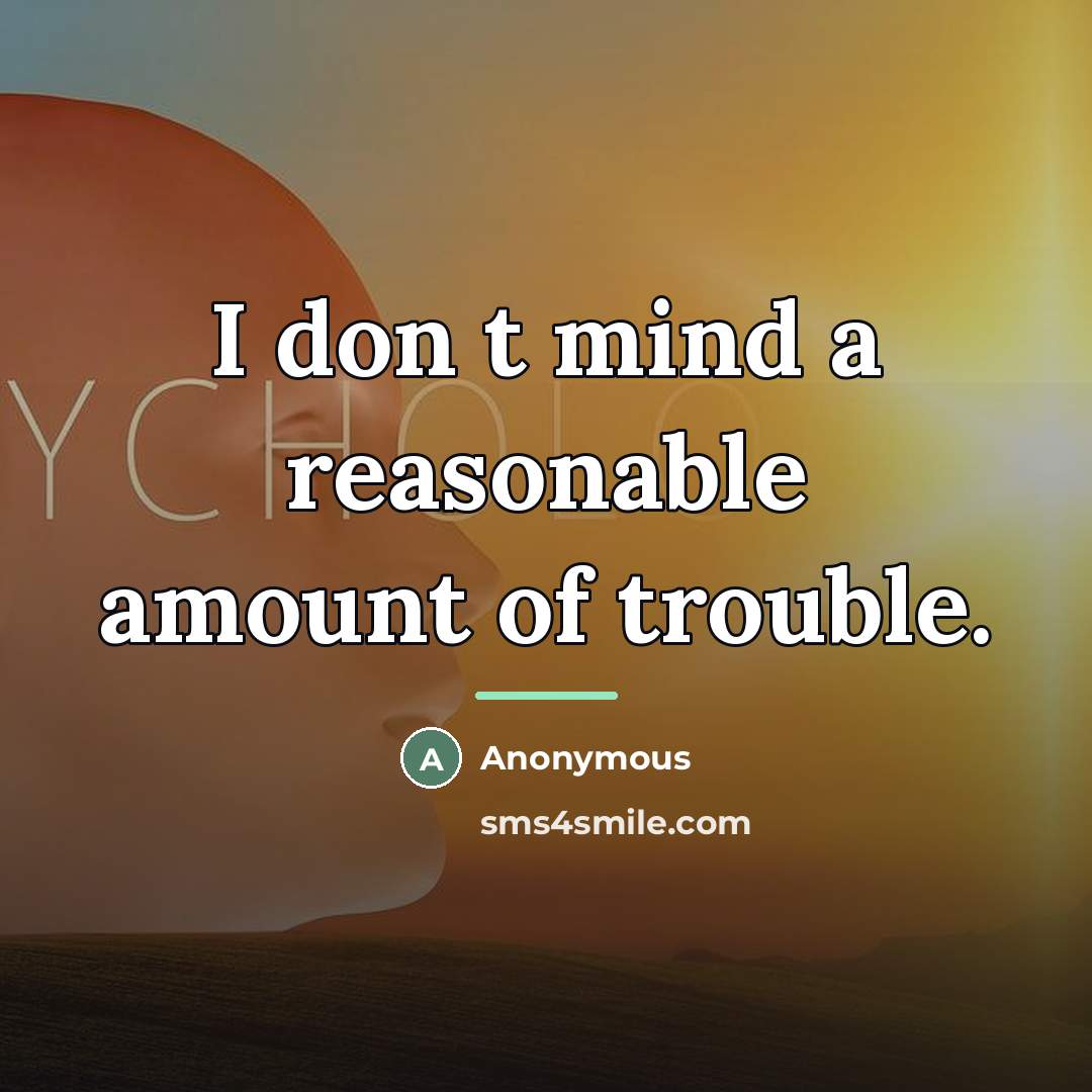 “I don t mind a reasonable amount of trouble.…” quote by Anonymous