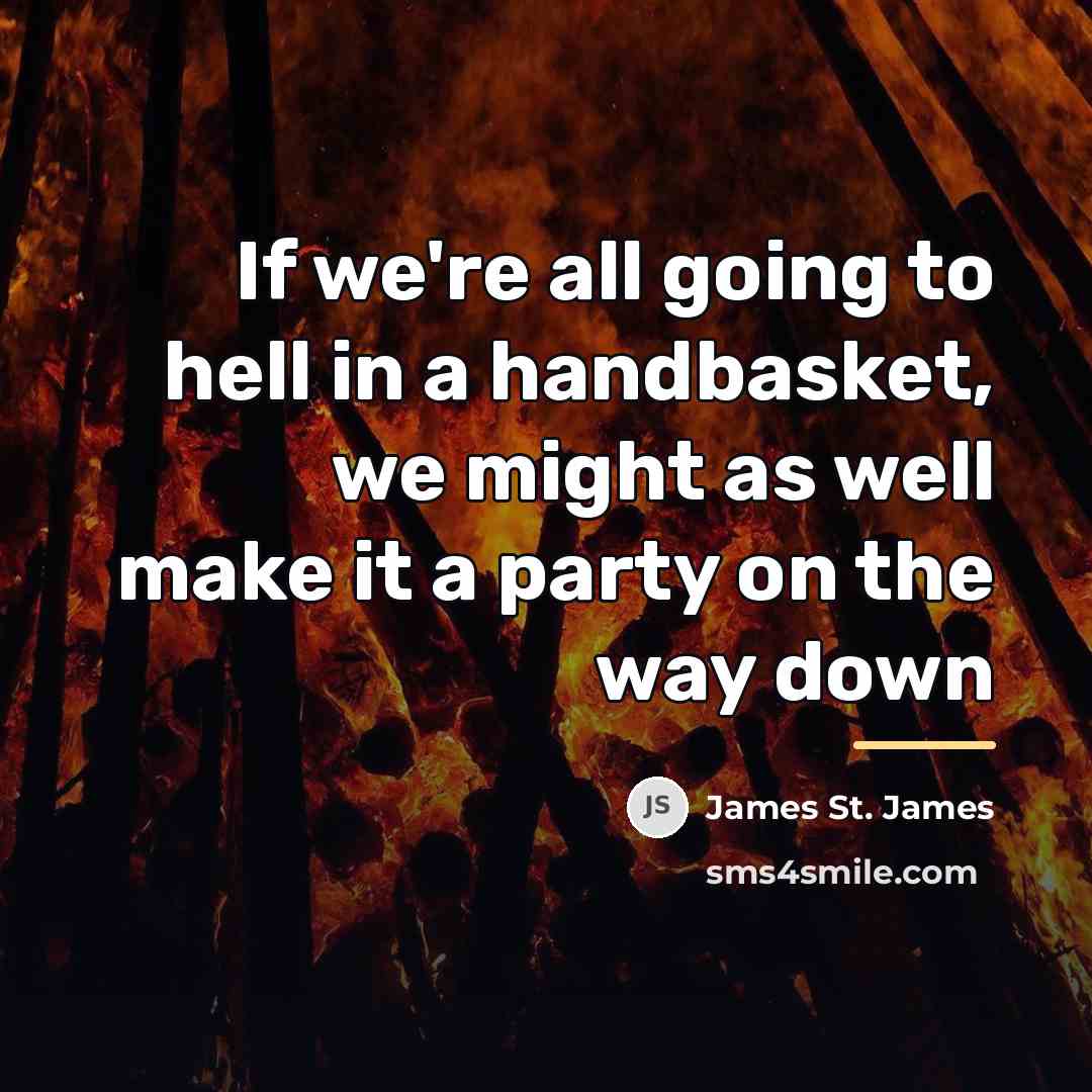“If we're all going to hell in a handbasket, we…” quote by James St. James