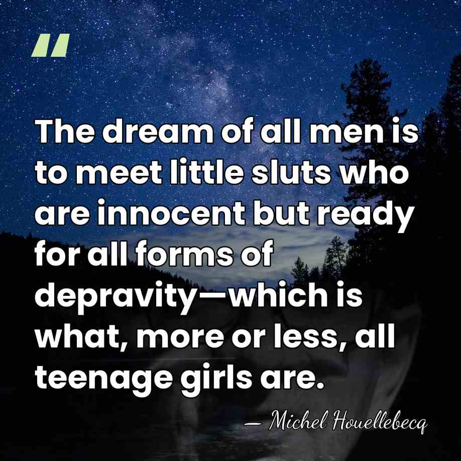 The dream of all men is to meet little sluts who are&hellip; - Michel Houellebecq