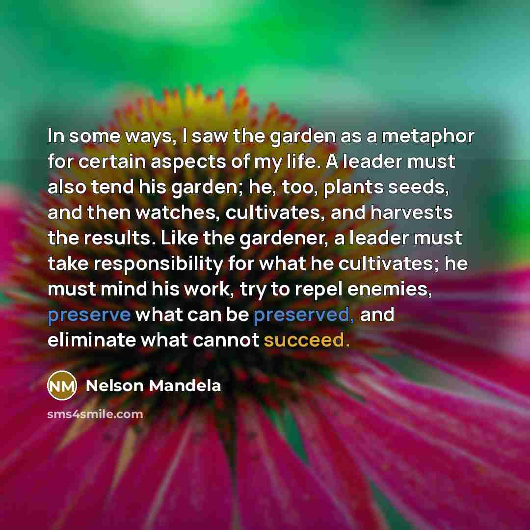 “In some ways, I saw the garden as a metaphor…” quote by Nelson Mandela