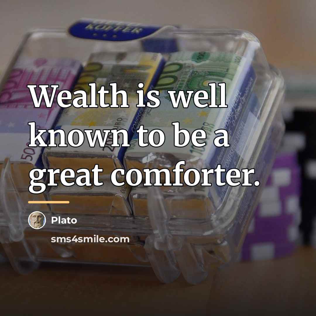 “Wealth is well known to be a great comforter.…” quote by Plato
