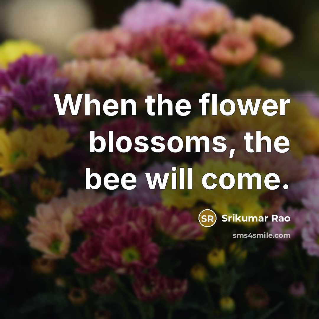 “When the flower blossoms, the bee will come.…” quote by Srikumar Rao