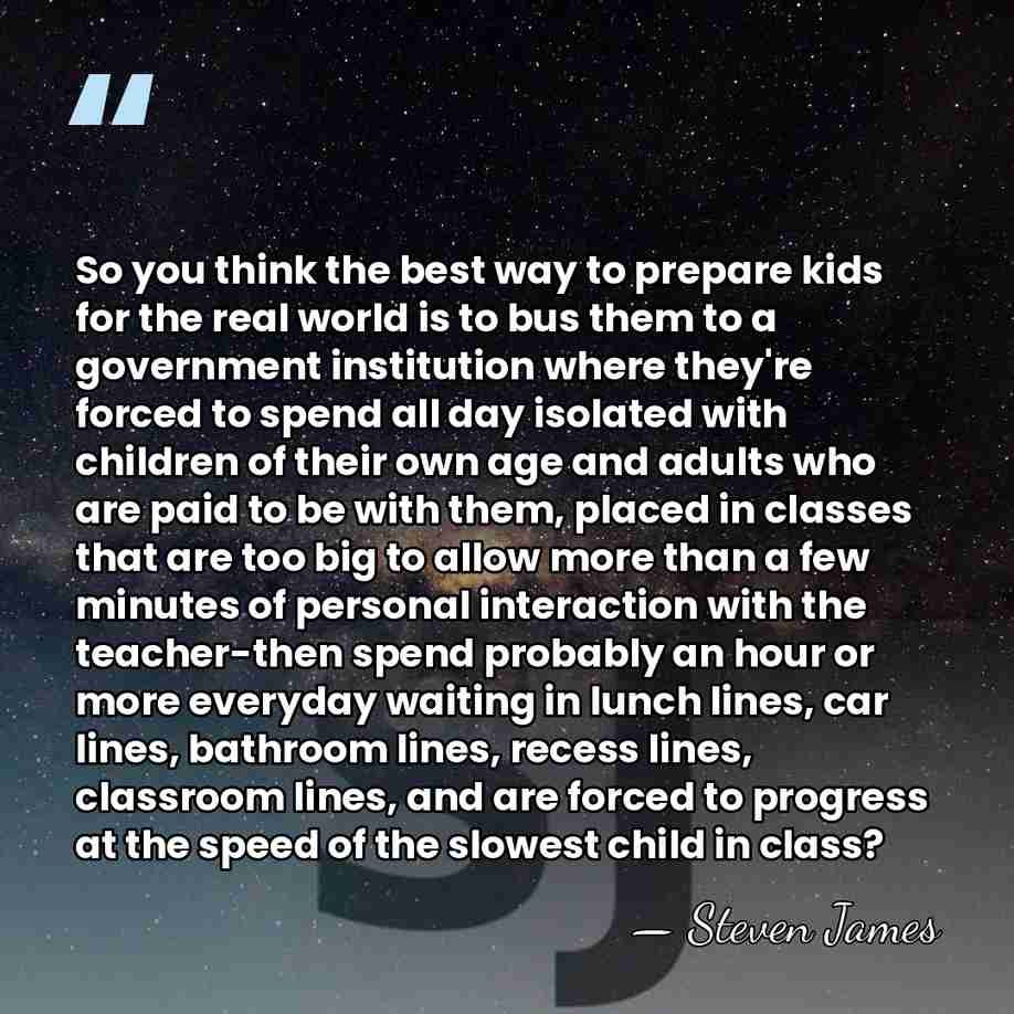 So you think the best way to prepare kids for the real&hellip; - Steven James