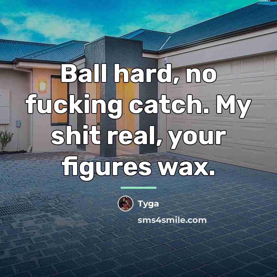 “Ball hard, no fucking catch. My shit real, your figures…” quote by Tyga