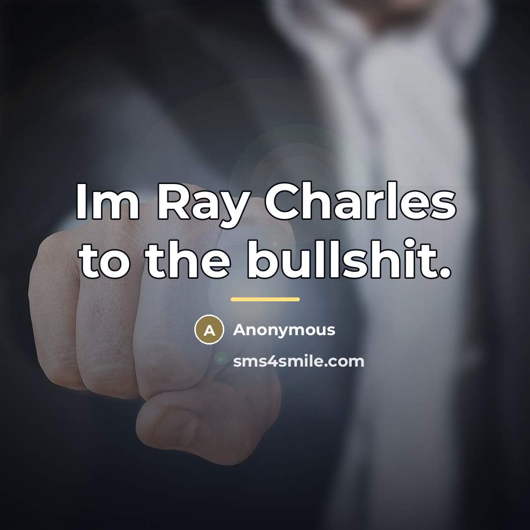 “Im Ray Charles to the bullshit.…” quote by Anonymous