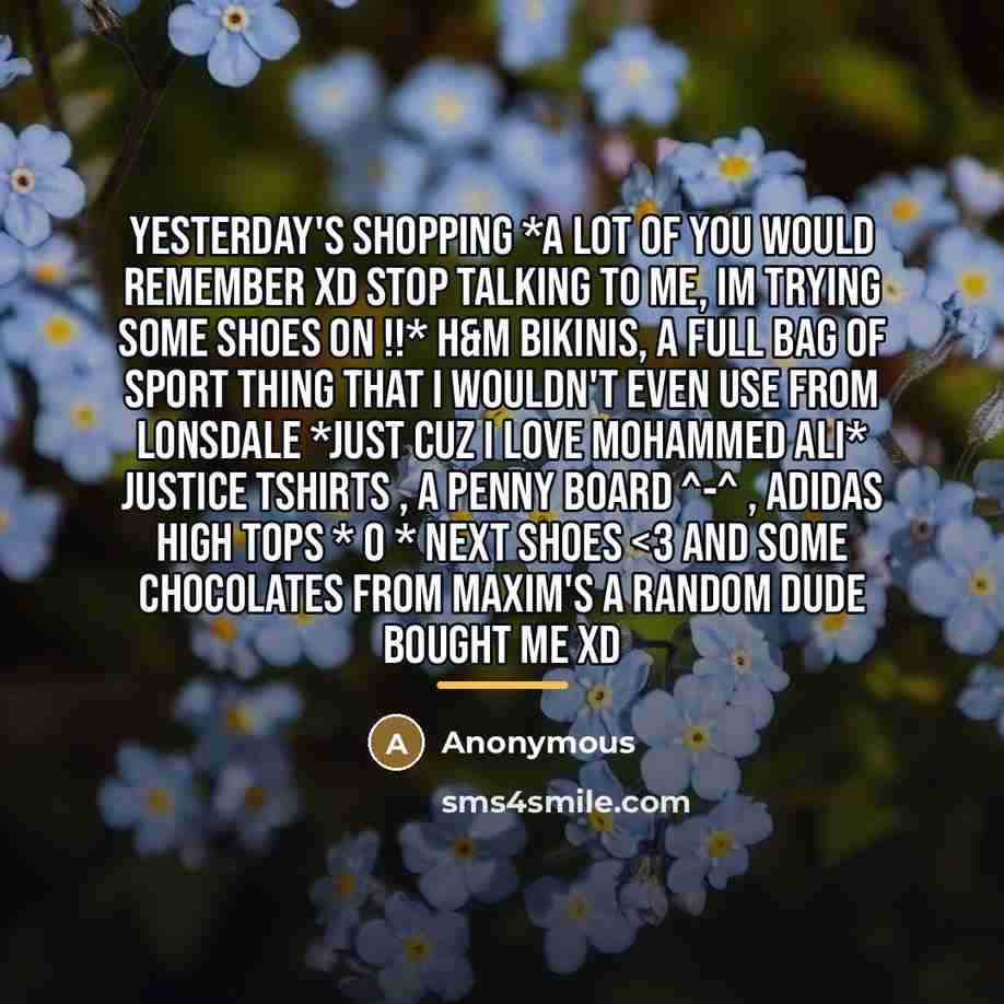 “Yesterday's shopping *a lot of you would remember XD STOP…” quote by Anonymous