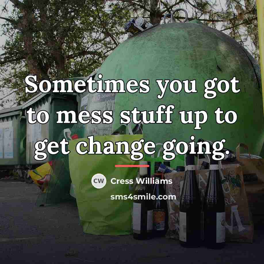 “Sometimes you got to mess stuff up to get change…” quote by Cress Williams