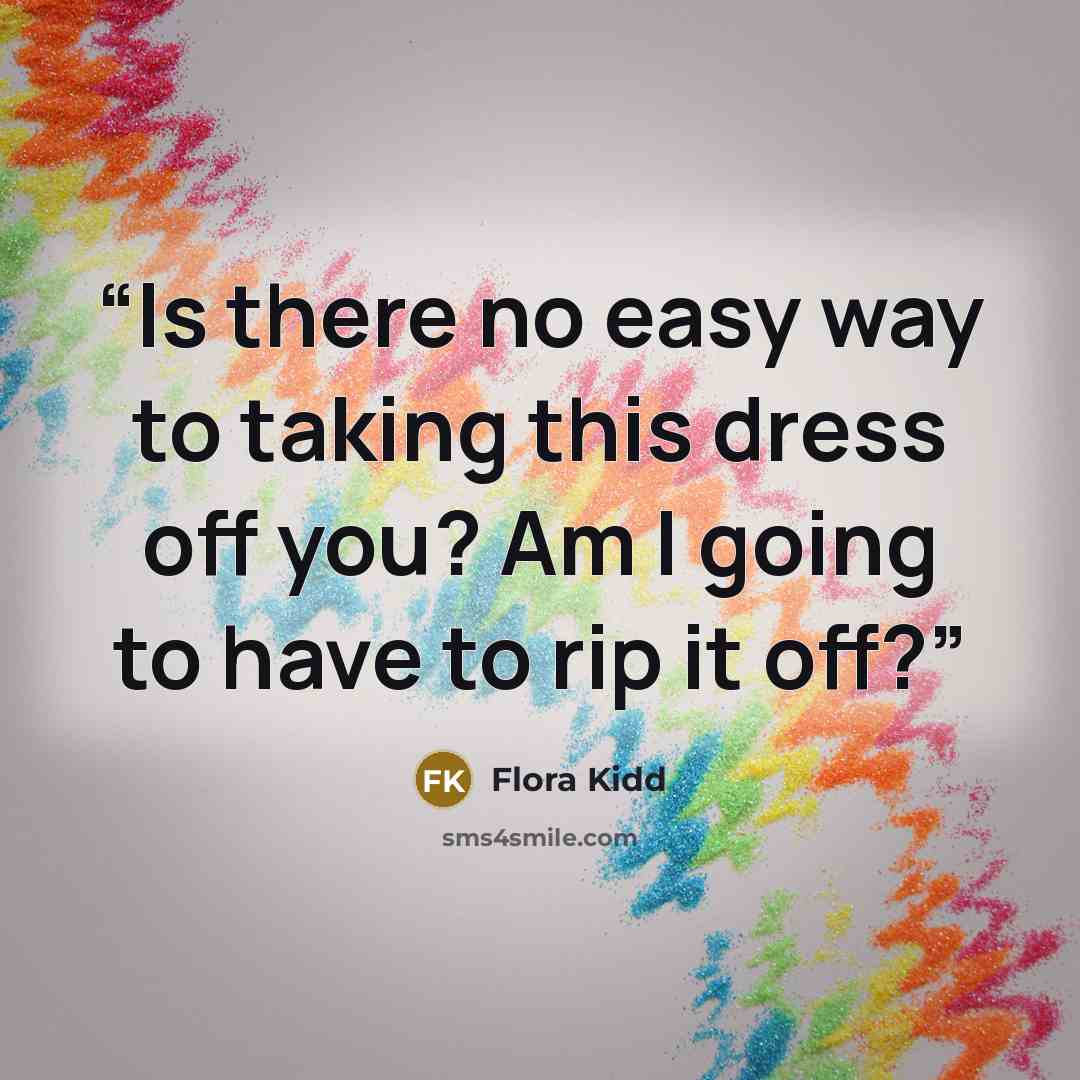 “Is there no easy way to taking this dress off you? Am I going to have to rip it off?” quote by Flora Kidd