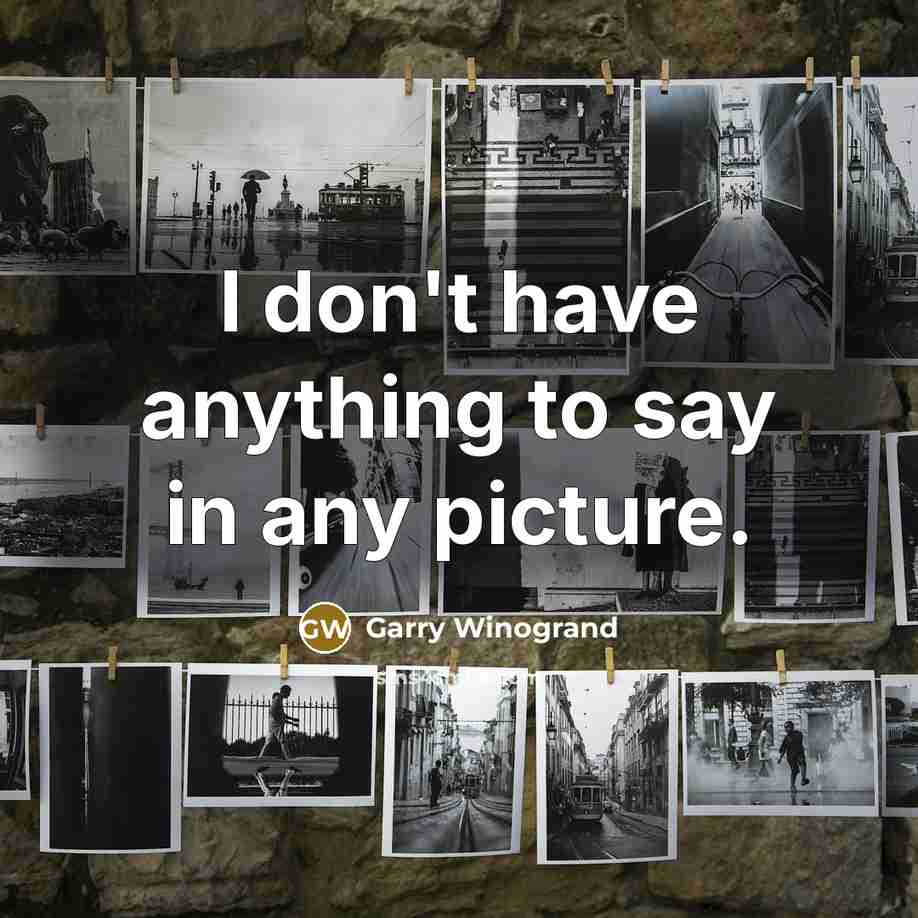 “I don't have anything to say in any picture.…” quote by Garry Winogrand
