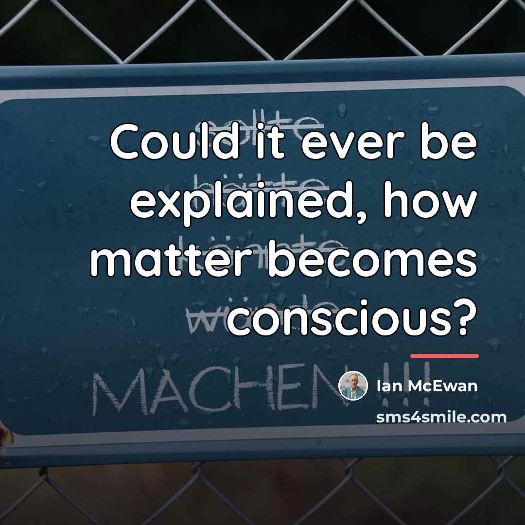 “Could it ever be explained, how matter becomes conscious?…” quote by Ian Mcewan