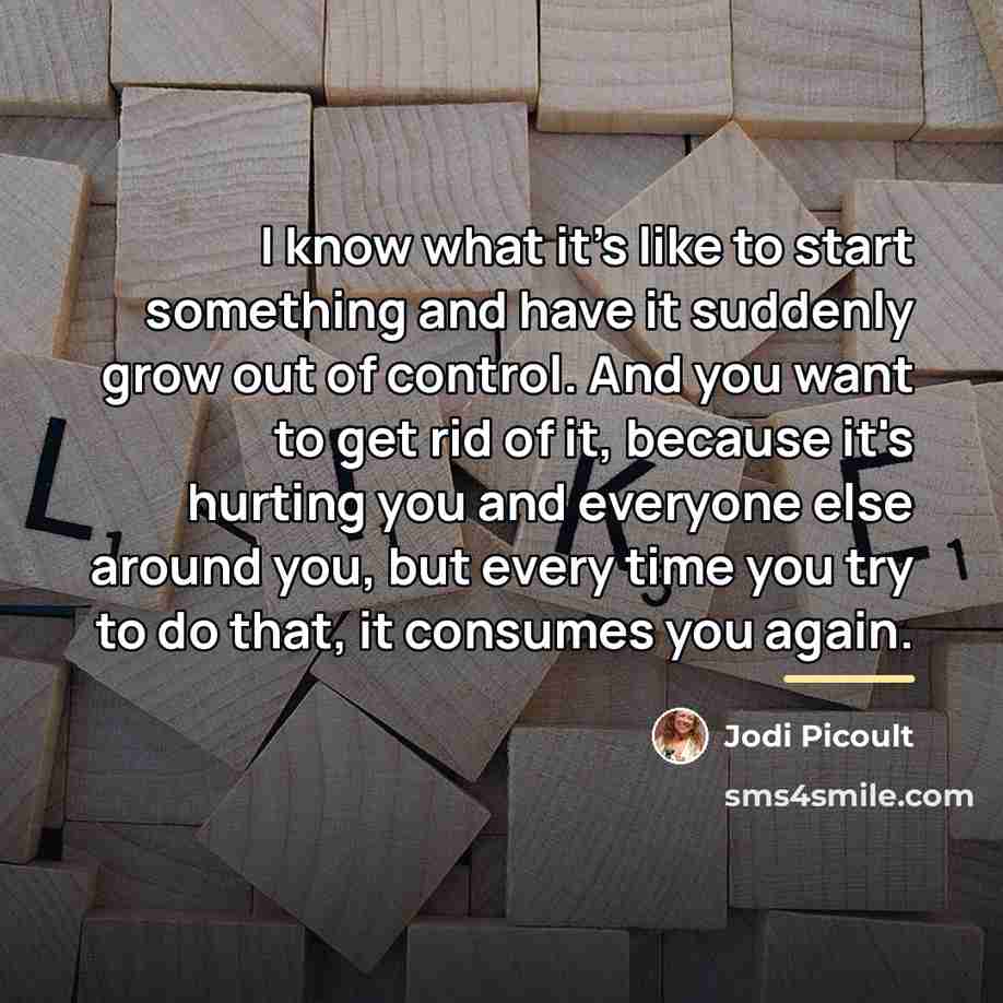 “I know what it's like to start something and have…” quote by Jodi Picoult
