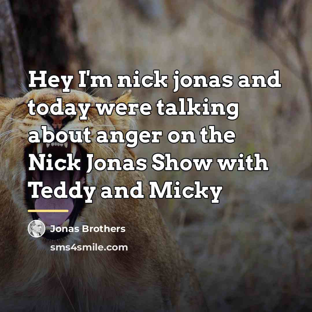 “Hey I'm nick jonas and today were talking about anger…” quote by Jonas Brothers