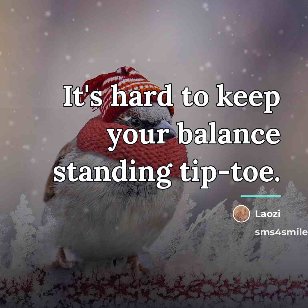 “It's hard to keep your balance standing tip-toe.…” quote by Laozi