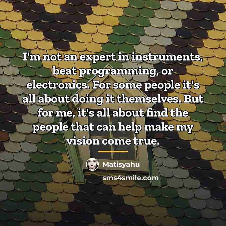 “I'm not an expert in instruments, beat programming, or electronics.…” quote by Matisyahu