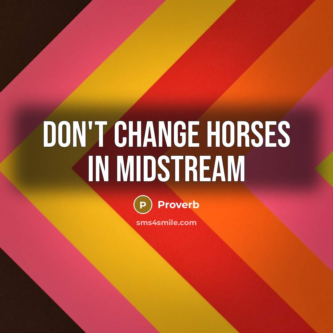 “Don't change horses in midstream…” quote by Proverb