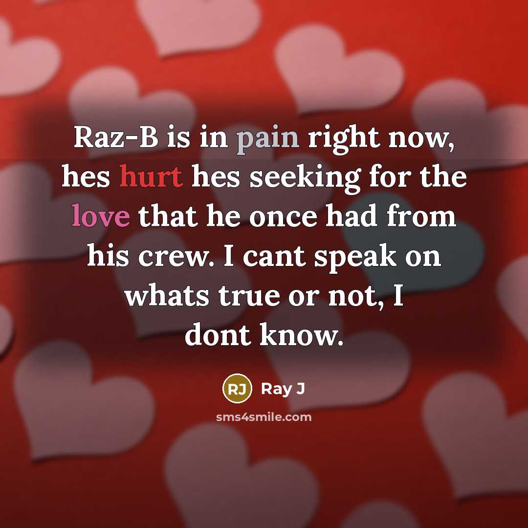 “Raz-B is in pain right now, hes hurt hes seeking…” quote by Ray J
