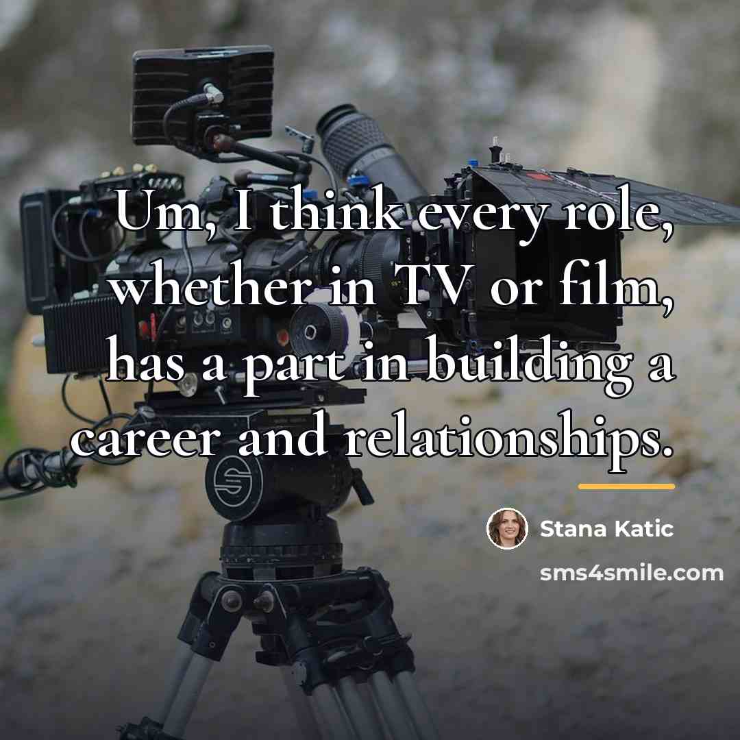 “Um, I think every role, whether in TV or film,…” quote by Stana Katic