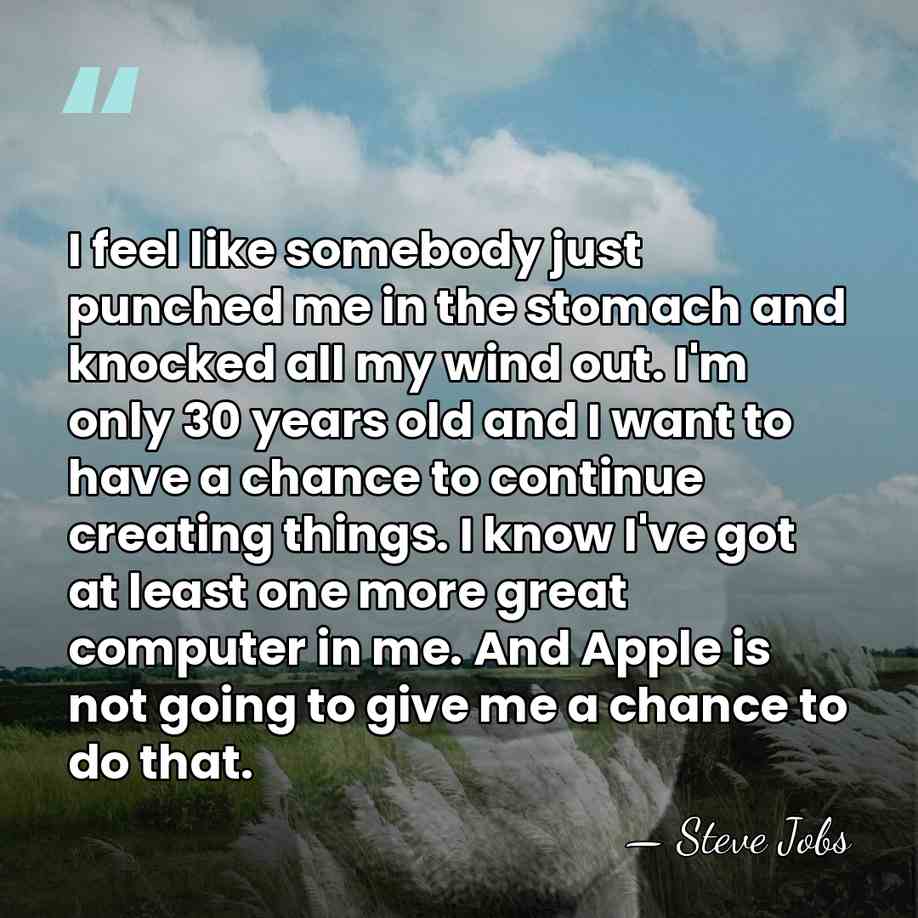 I feel like somebody just punched me in the stomach and knocked&hellip; - Steve Jobs