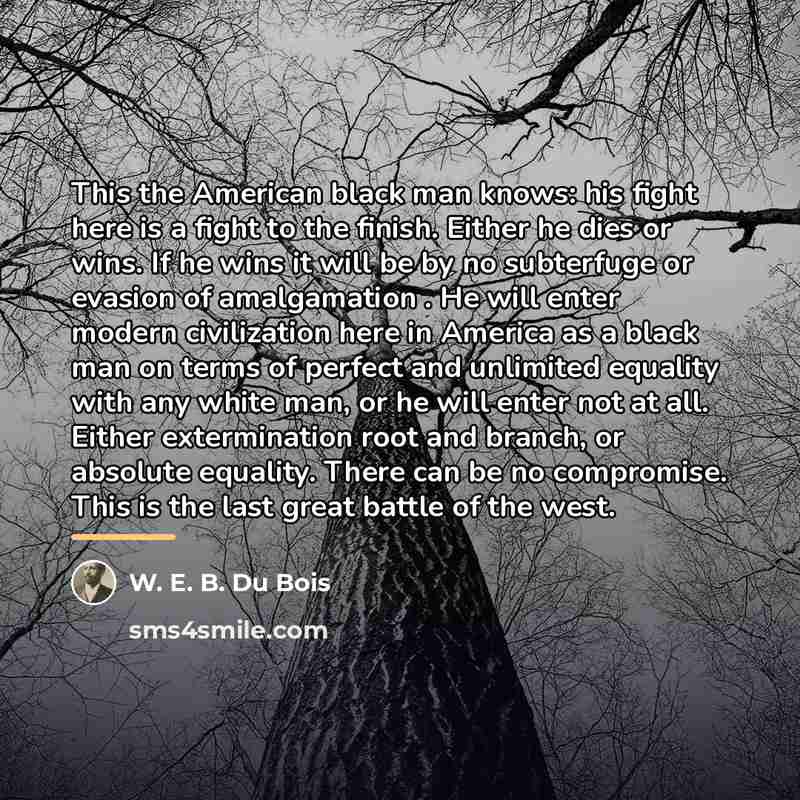 “This the American black man knows: his fight here is…” quote by W. E. B. Du Bois